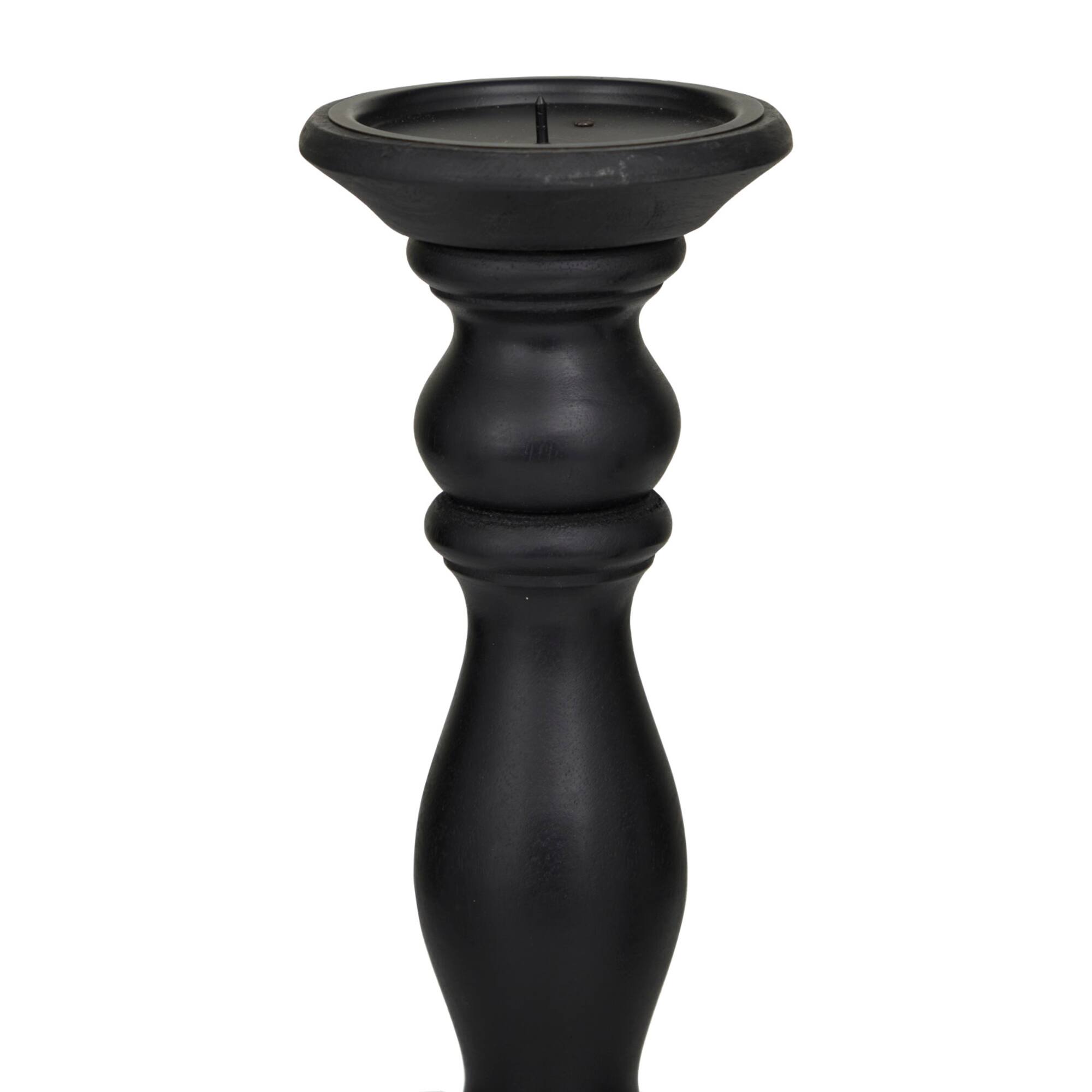 Turned Wood Pillar Candle Holder Set